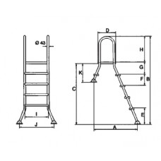 Лестница 4+1 ступ.(для сборных наземных бассейнов h=1,2 м)