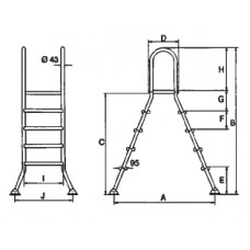 Лестница 4+4 ступ.(для сборных наземных бассейнов h=1,2 м)