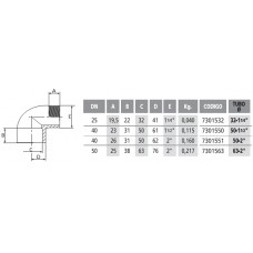 Колено 90° 50 мм х 1 1/2″ резьба наружная
